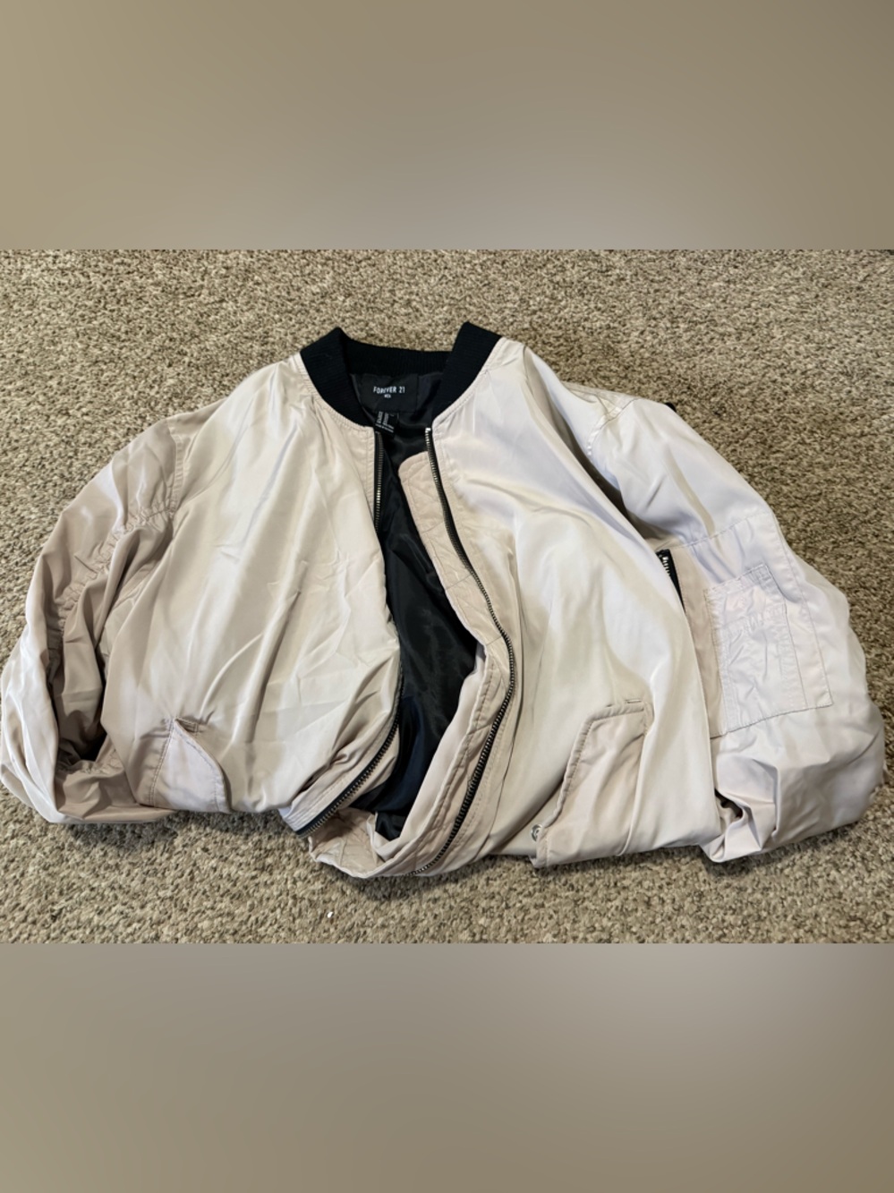 Forever 21 Men's Light Beige Jacket with Black Trim